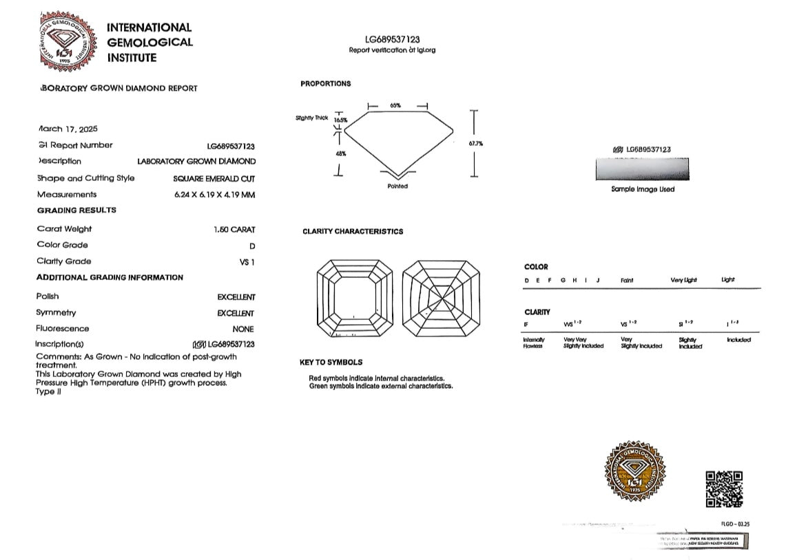 Asscher White Gold Solitaire Ring