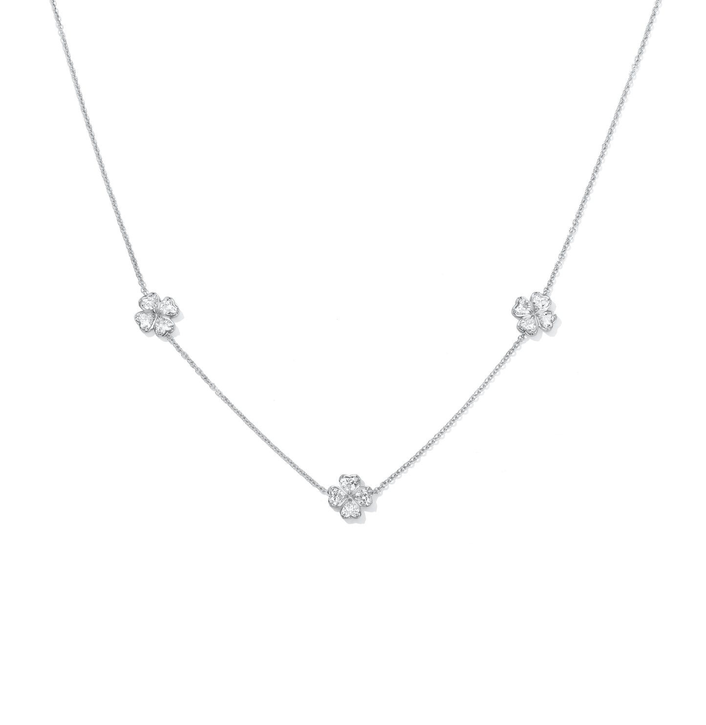Lucky Clover White Gold Necklace