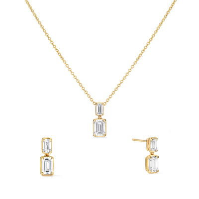 Double Emerald Yellow Gold Drop Set