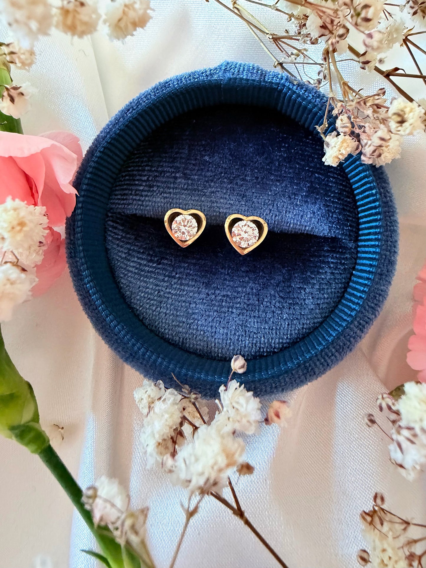 Heart Yellow Gold Studs
