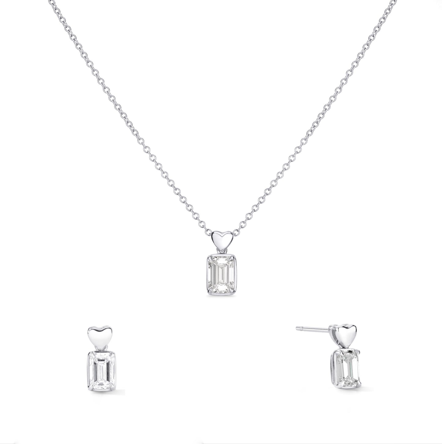 Heart Drop White Gold Set