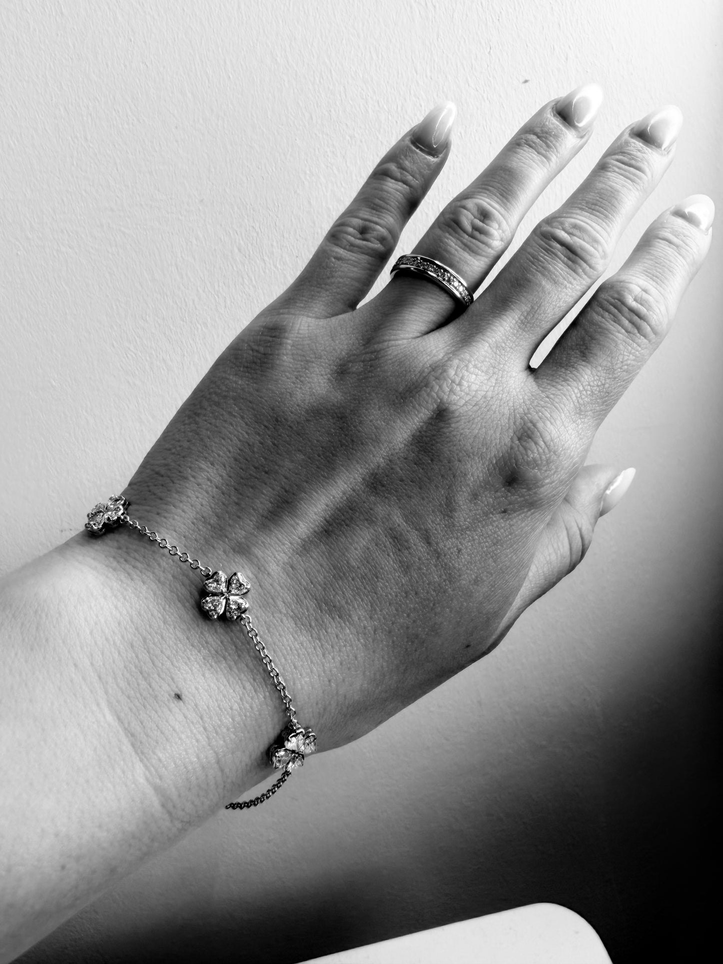 Lucky Clover White Gold Bracelet
