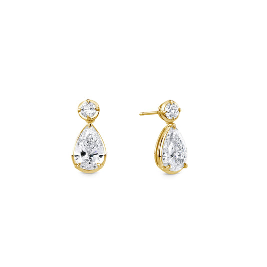 Pear and Butter Yellow Gold Studs