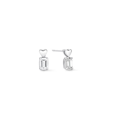 Heart Drop White Gold Stud Earrings