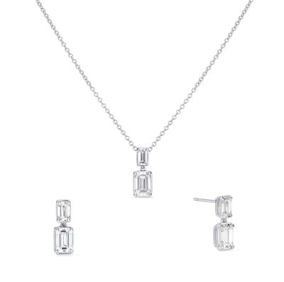 Double Emerald White Gold Drop Set