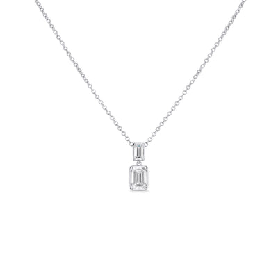 Double Emerald White Gold Drop Necklace