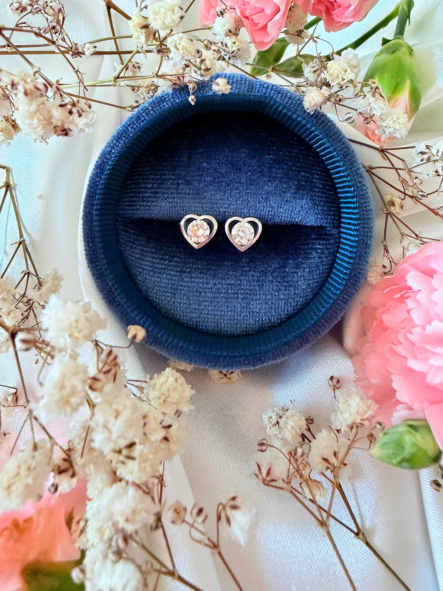 Heart White Gold Studs