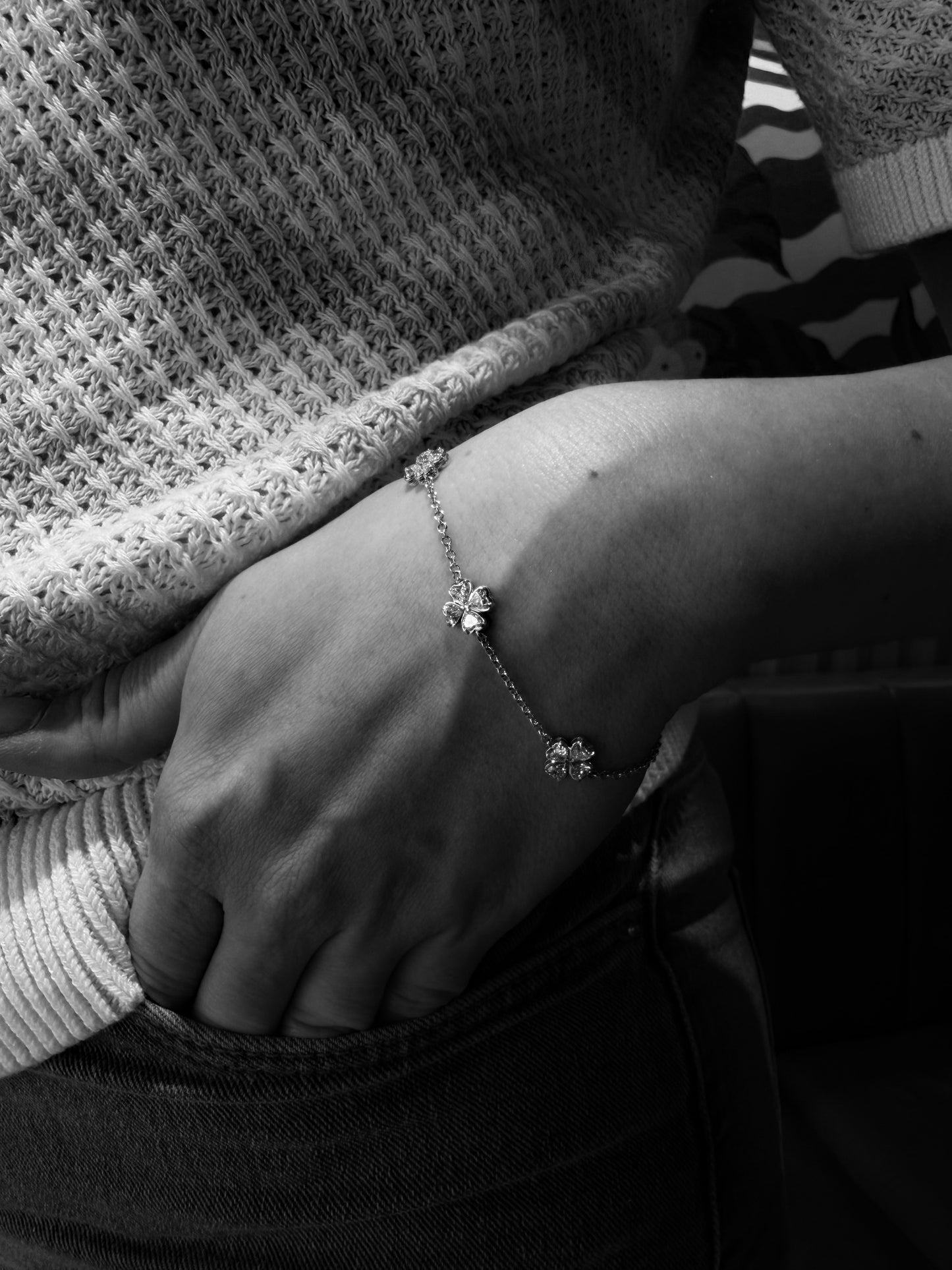 Lucky Clover White Gold Bracelet