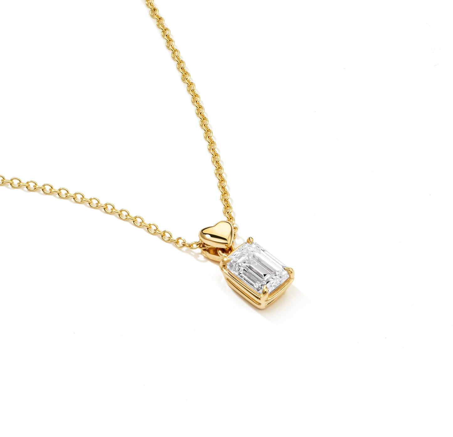 Heart Drop Pendant Yellow Gold Necklace