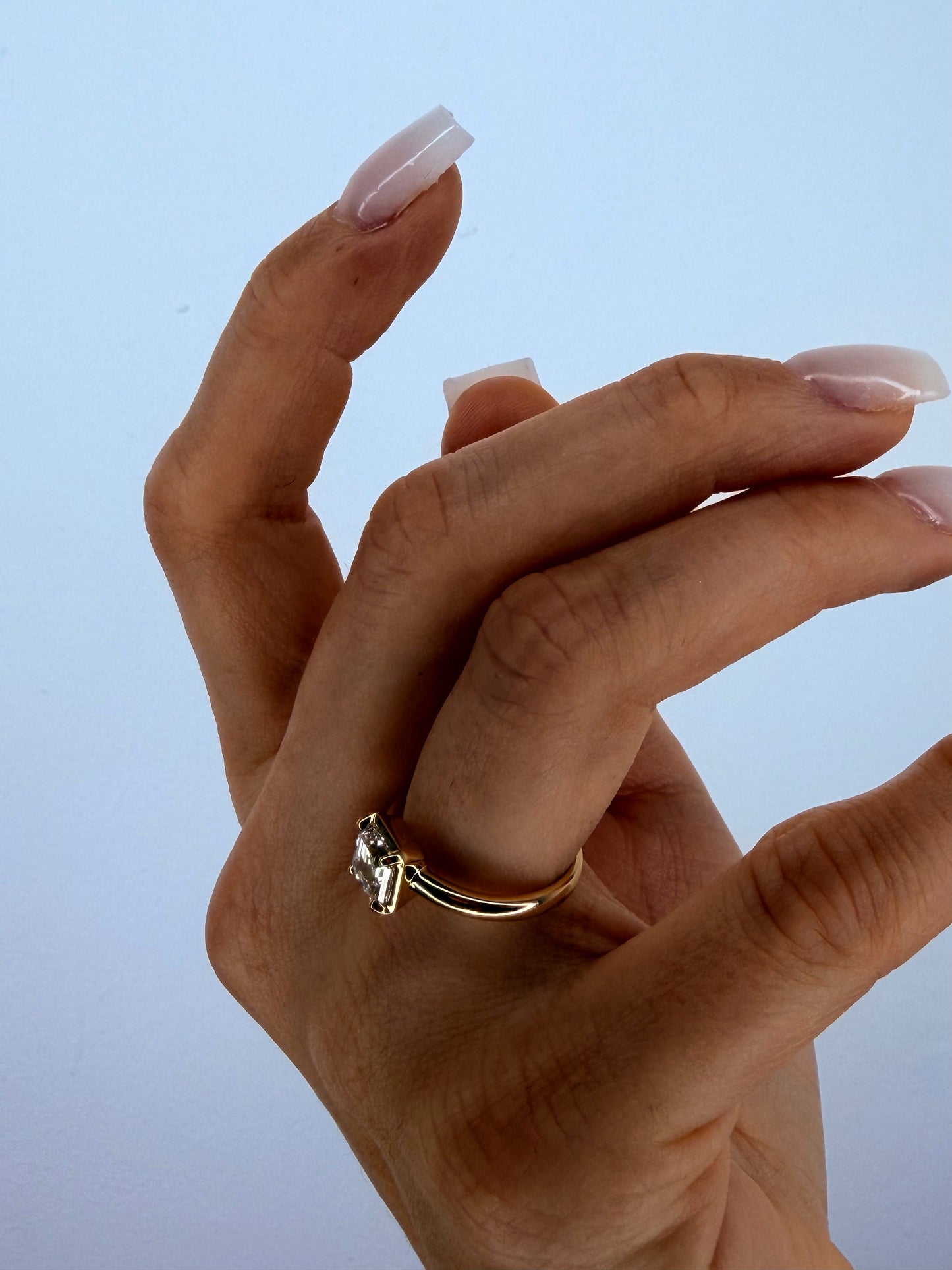 Asscher Yellow Gold Solitaire Ring