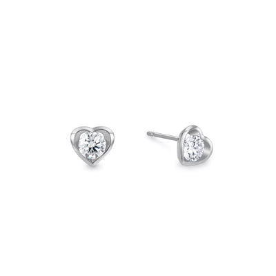 Heart White Gold Studs