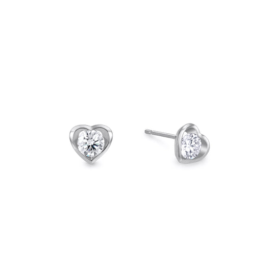 Heart White Gold Studs (in stock)