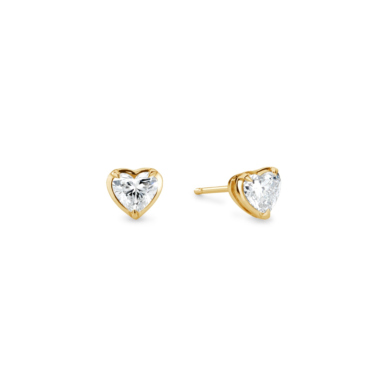 Pure Heart Yellow Gold Studs