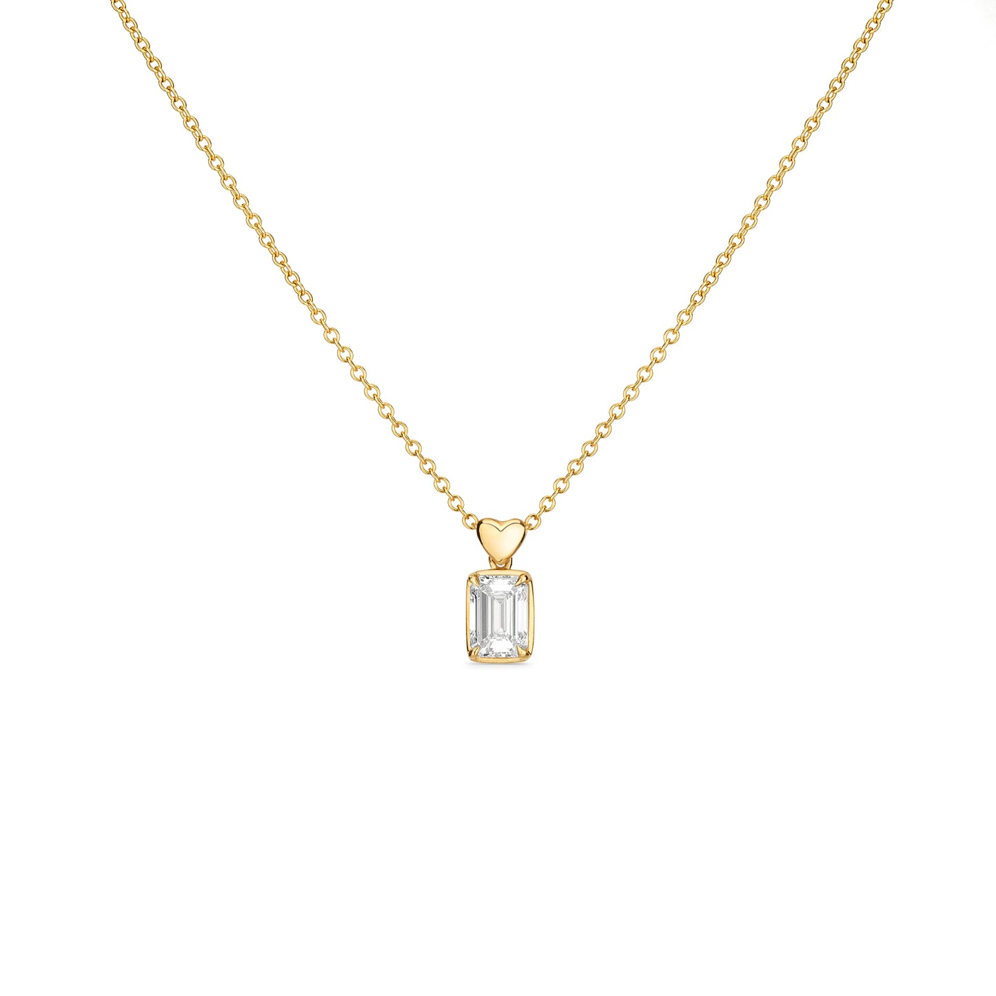 Heart Drop Pendant Yellow Gold Necklace