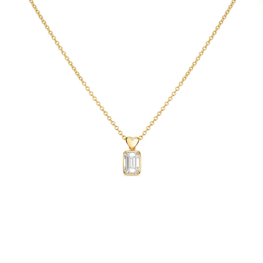Heart Drop Pendant Yellow Gold Necklace