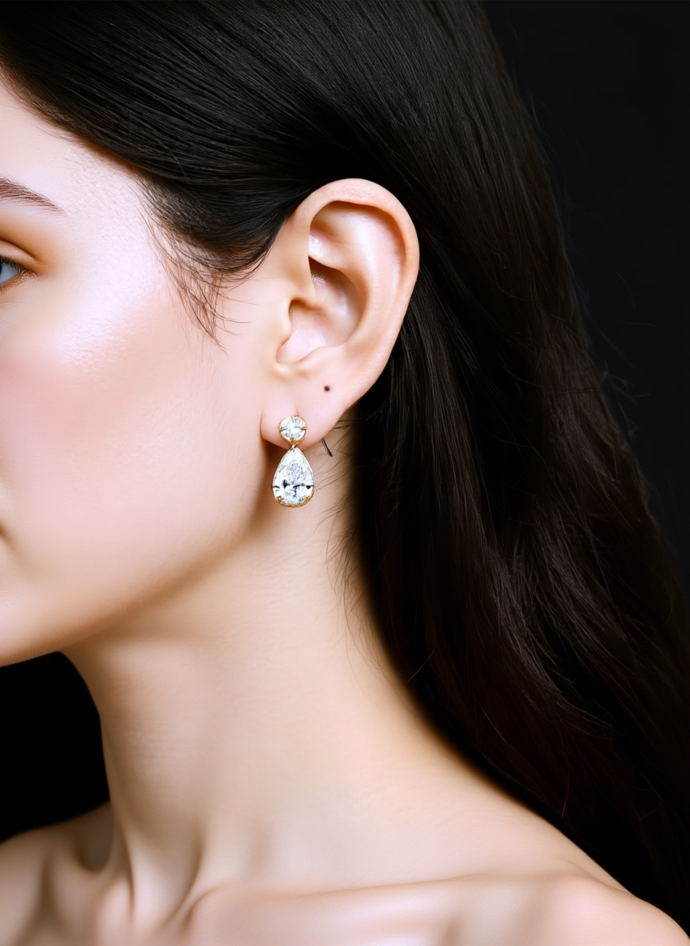 Aurora Pear Yellow Gold Earrings