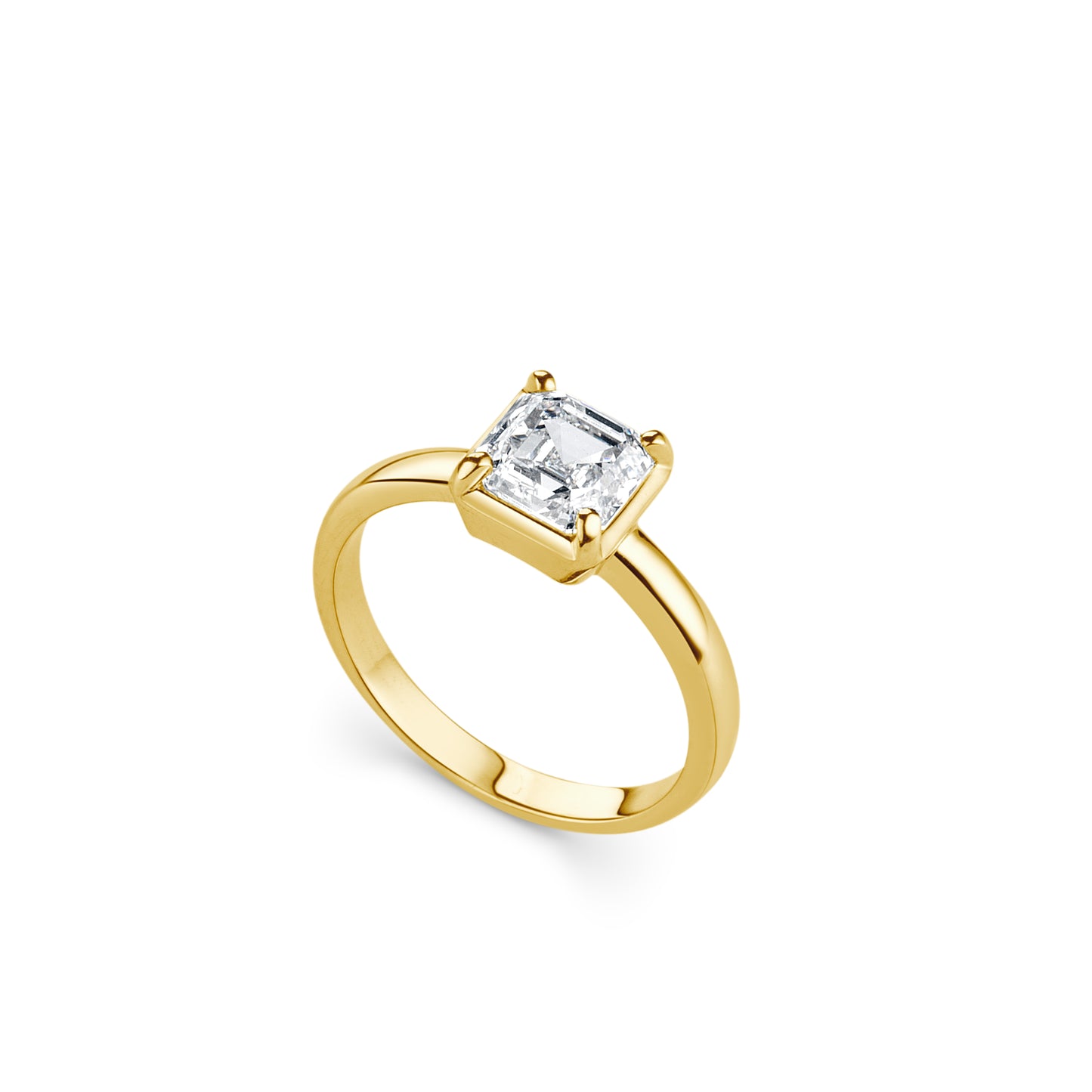 Asscher Yellow Gold Solitaire Ring